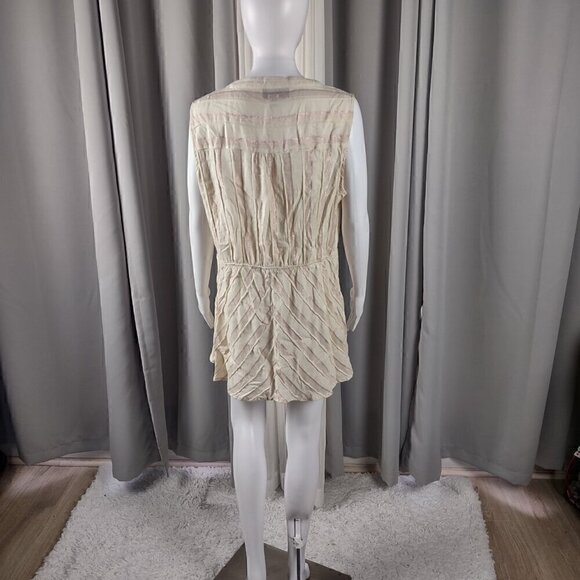 Lane Bryant Womens Cotton Blend Cream Pink Stripe Sleeveless Button Up Top Sz 16 - Picture 3 of 11